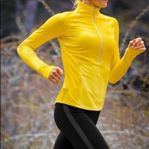 Athleta Tops - Athleta Plush Tech Half Zip Yellow Long Sleeve Top